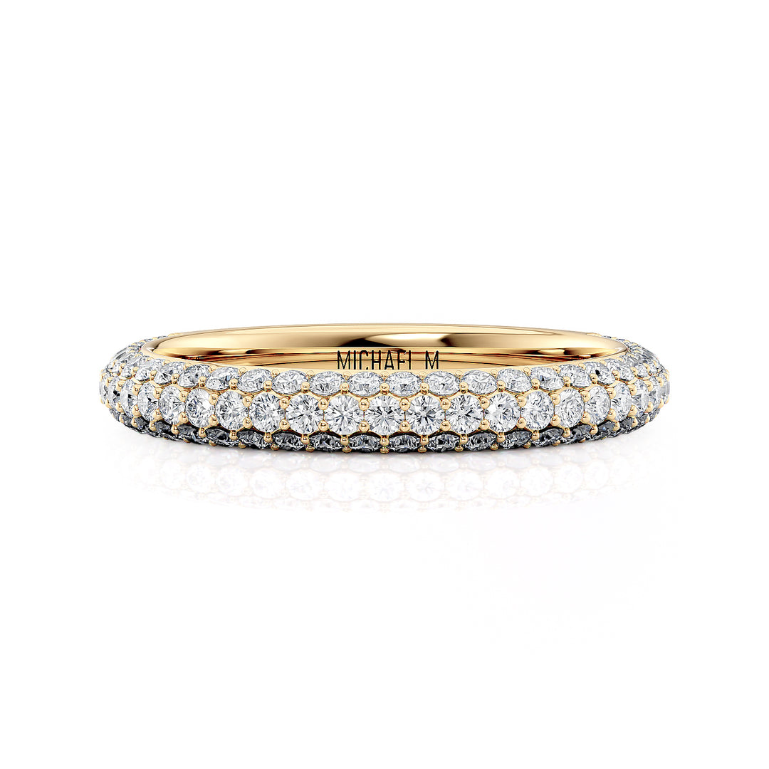 18K Yellow Gold Pave Diamond Wedding Band