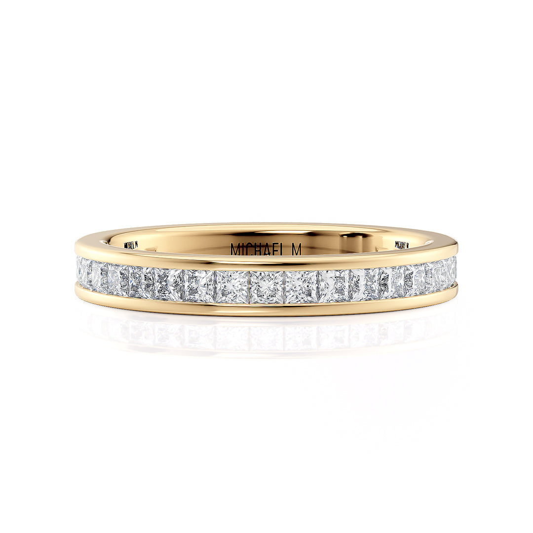 18K Yellow Gold Channel-Set Princess Cut Diamond Eternity Band