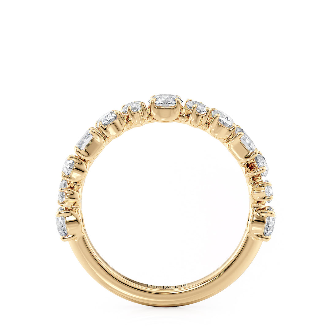 18K Yellow Gold Fancy and Round Shaped Diamond Wedding Band