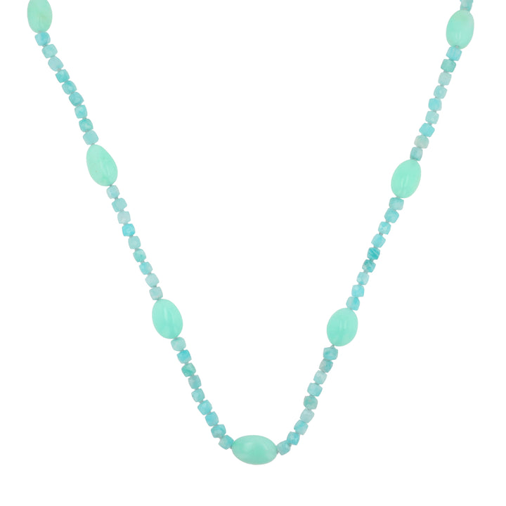 18K Yellow Gold Serbian Opal & Amazonite Necklace