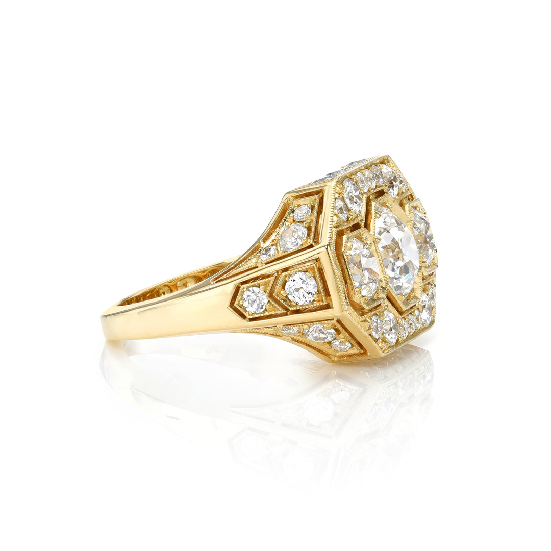 18K Yellow Gold Theodora Old European Cut Diamond Ring