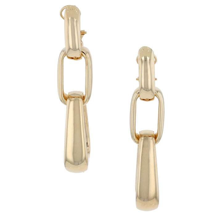 18K Yellow Gold Triple Link Earrings