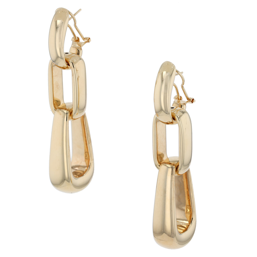 18K Yellow Gold Triple Link Earrings