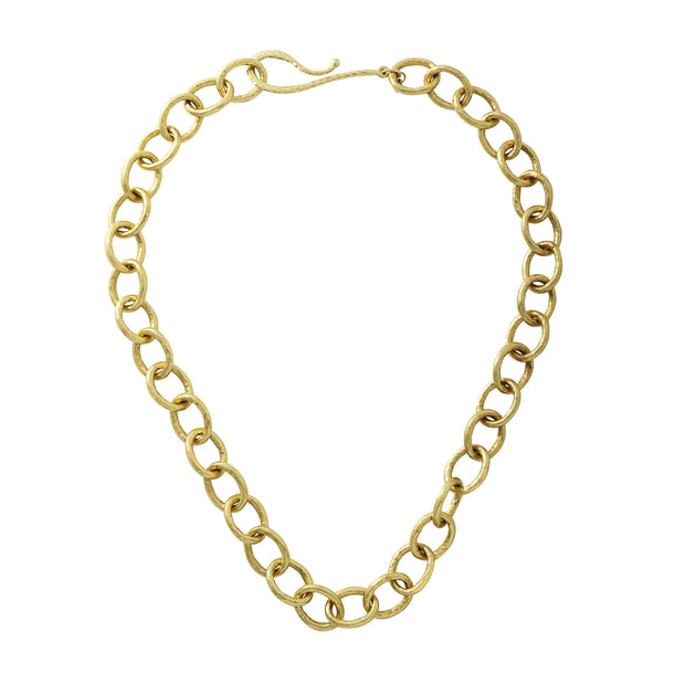 18K Yellow Gold Large Hammered Link Necklace