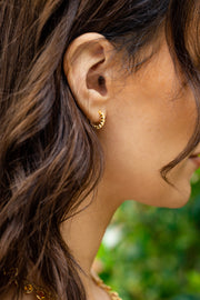 18K Yellow Gold Inside Out Diamond Hoop Earrings
