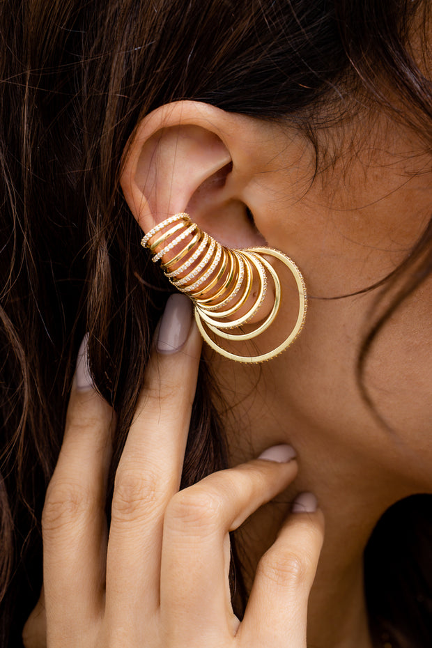 18K Yellow Gold Multi-Hoop Diamond Ear Cuff
