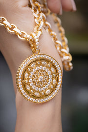 20K Yellow Gold Mandala Diamond Pendant
