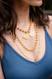 20K Yellow Gold Hammered Ball Chain Necklace