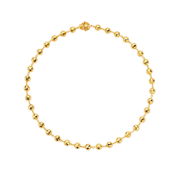 20K Yellow Gold Hammered Ball Chain Necklace