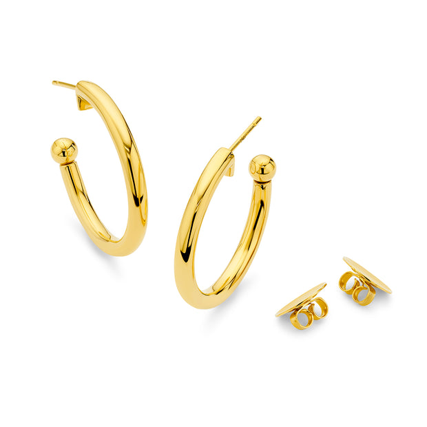 20K Yellow Gold Hollow Hoops