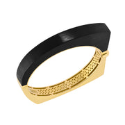 18K Yellow Gold Carved Ebony Curve Bangle Bracelet
