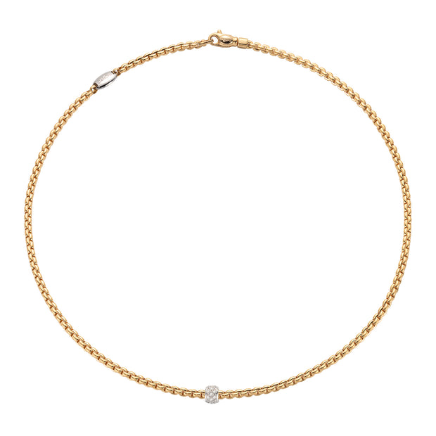 18K Yellow and White Gold Diamond Rope Necklace