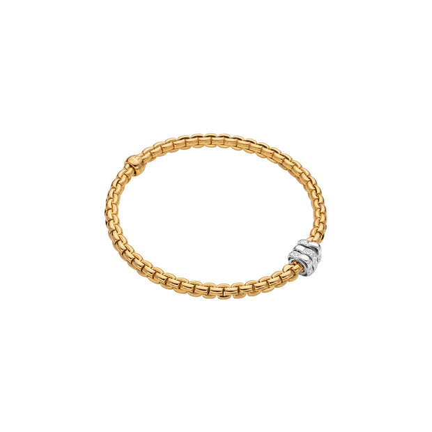 18K Yellow Gold Flexible Bracelet with Diamonds