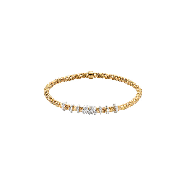 18K Yellow and White Gold Diamond Flexible Bracelet