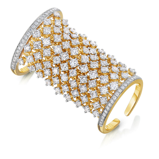 18K Yellow Gold Diamond Mesh Ring