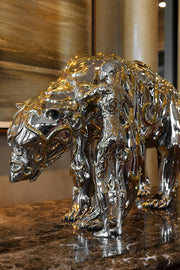 Bear and Lady One of a Kind Steel Sculpture