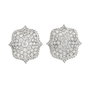 Platinum Pave Diamond Mini Lotus Earrings