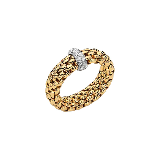 18K Yellow and White Gold Diamond Flexible Ring