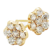18K Yellow Gold Medium Buttercup Flower Diamond Earrings