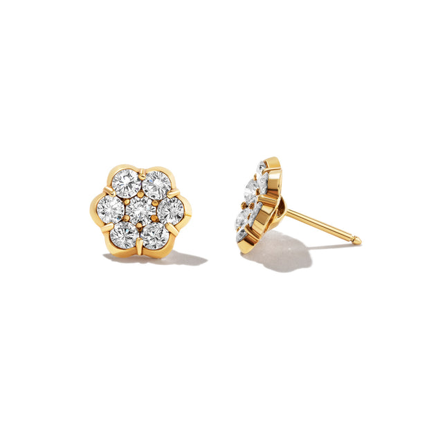 18K Yellow Gold Small Buttercup Diamond Earrings