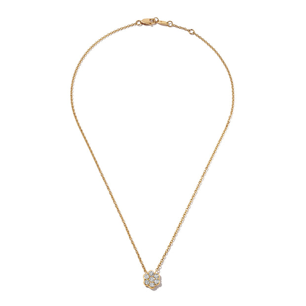 18K Yellow Gold Small Buttercup Flower Diamond Necklace
