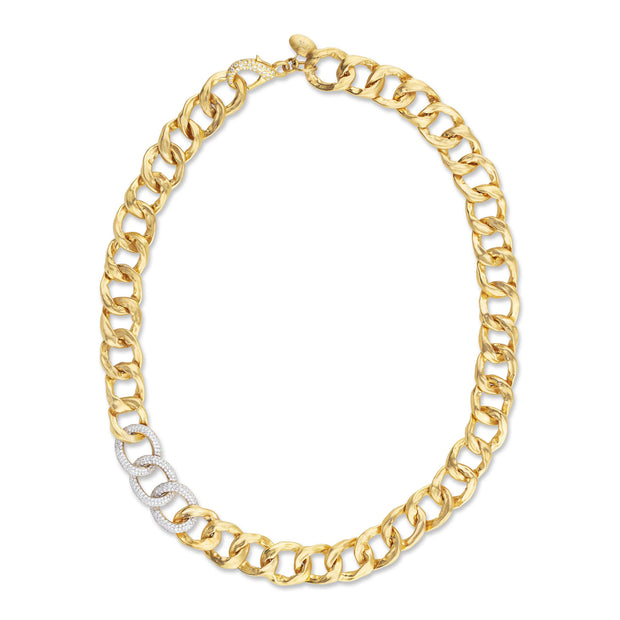 22K and 18K Yellow Gold "Carla" Chain Diamond Necklace
