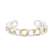 24K Yellow Gold and Sterling Silver "Carol" Open Cuff Bracelet