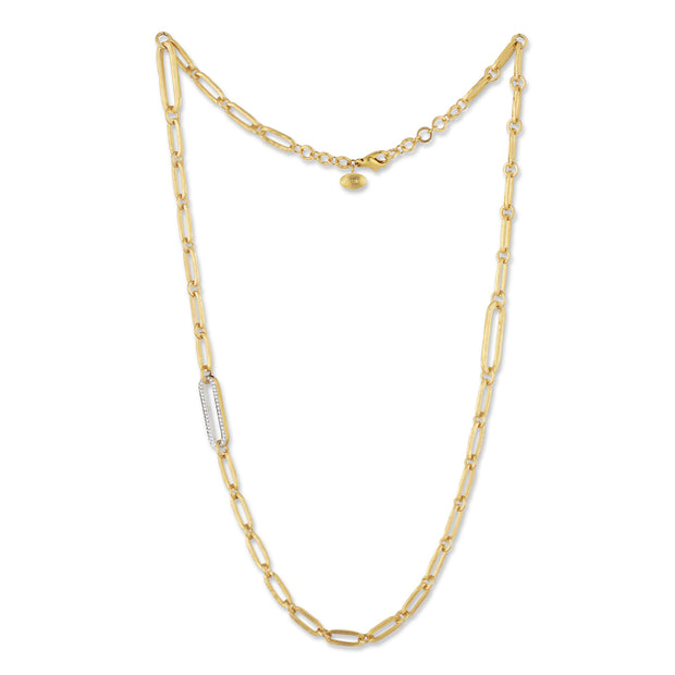 22K Yellow Gold and 18K White Gold "Chill Link" Diamond Necklace