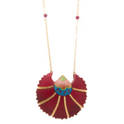 18K Yellow Gold Garnet and Ruby Silk Road Marquetry Necklace