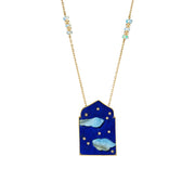 18K Yellow Gold Lapis, Opal and Diamond Silk Road Necklace