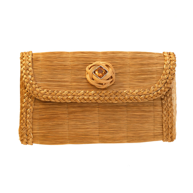 18K Yellow Gold Braided Clutch with Citrine and Diamond