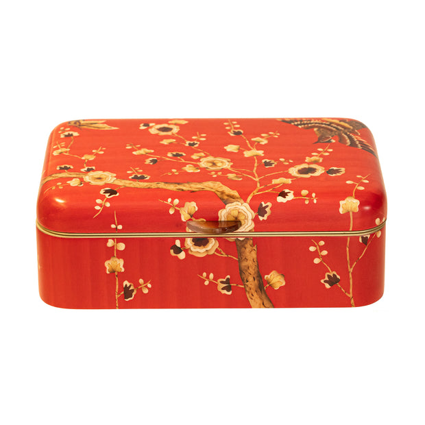 Marquetry Asian Flower Jewelry Box