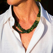 18K Yellow Gold "Lillies" Green Tourmaline Necklace