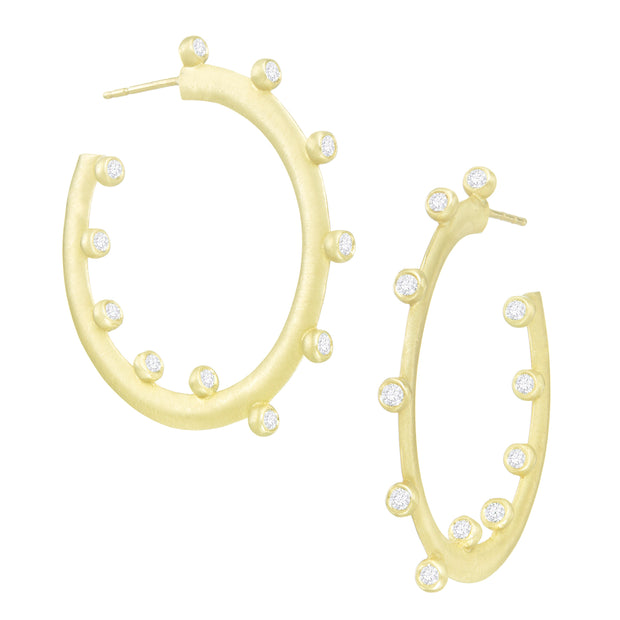 18K Yellow Gold Large Hoopla Diamond Hoop Earrings