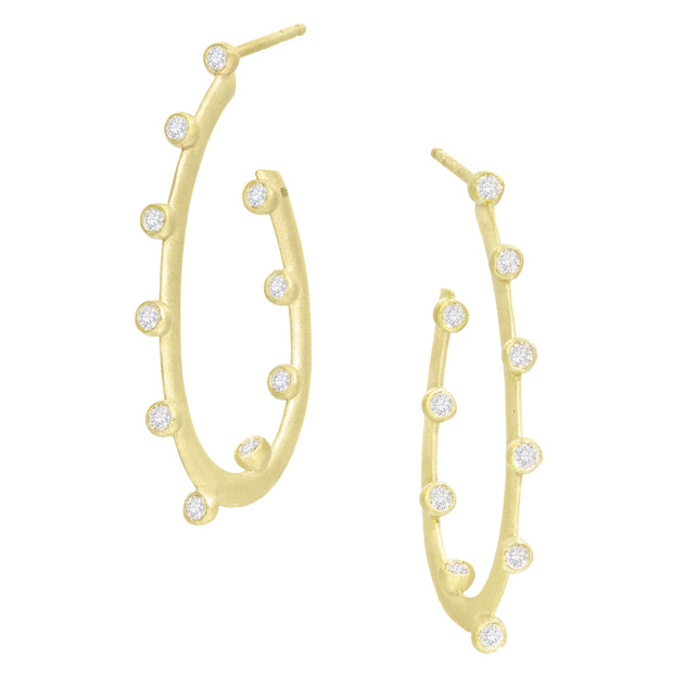 18K Yellow Gold Hoopla Diamond Pear-Shaped Hoop Earrings