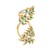 18K Yellow Gold Arvore Emerald, Diamond and Sapphire Knuckle Ring