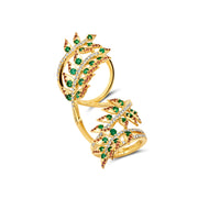 18K Yellow Gold Arvore Emerald, Diamond and Sapphire Knuckle Ring