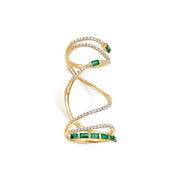 18K Yellow Gold Emerald and Diamond Mega Swirl Ring