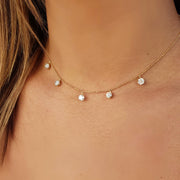 18K White Gold Floating Diamond Necklace