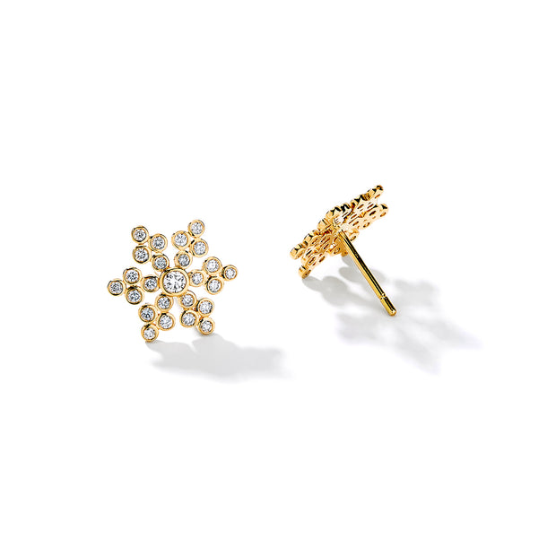 18K Yellow Gold Cosmic Stud Diamond Earrings