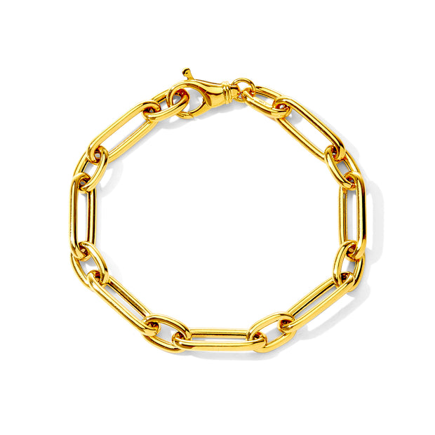18K Yellow Gold Rounded Paper Clip Bracelet