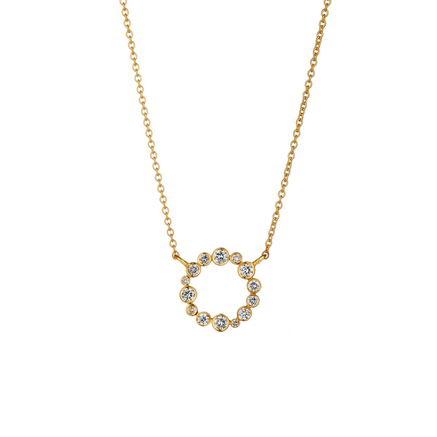 18K Yellow Gold Cosmic Circle Diamond Necklace