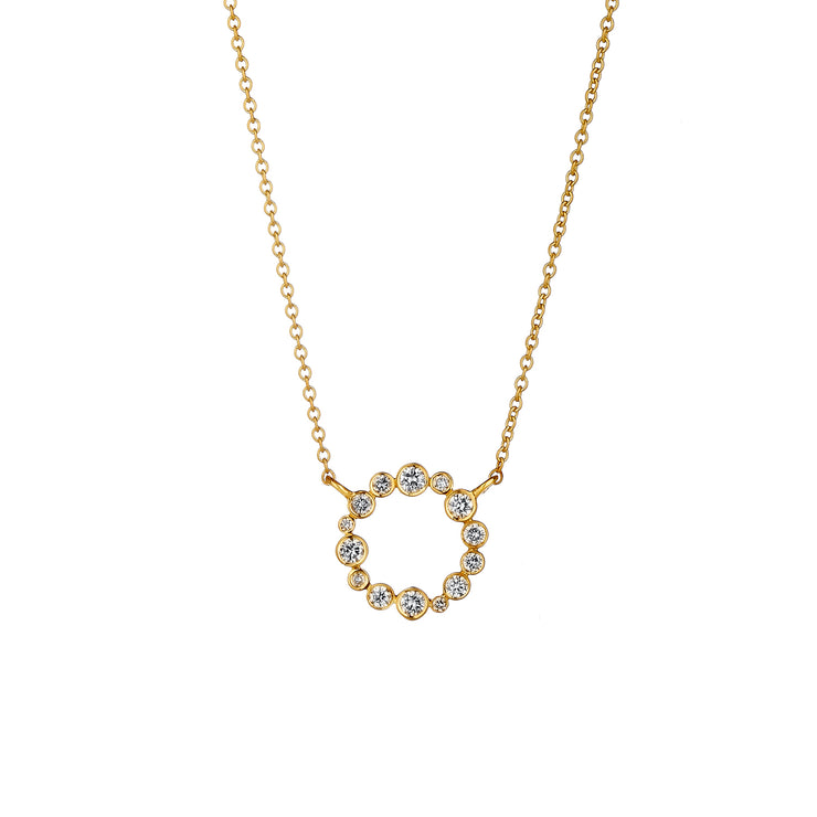 18K Yellow Gold Cosmic Circle Diamond Necklace