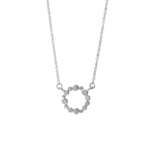 18K White Gold Cosmc Circle Diamond Necklace