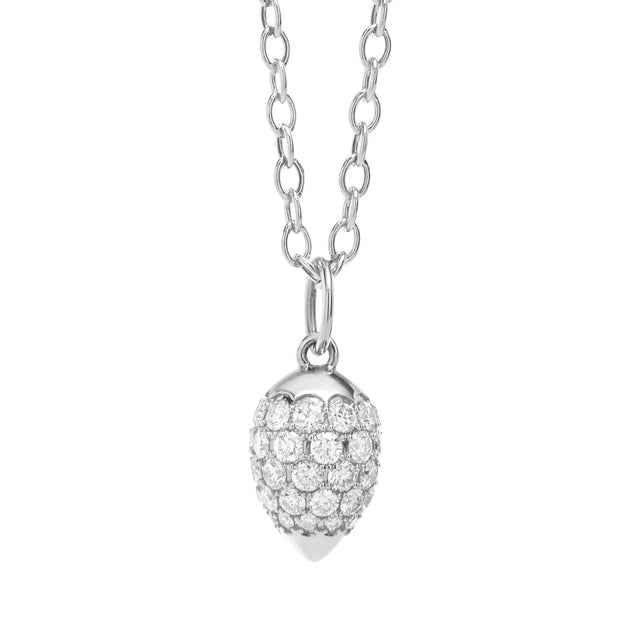 18K White Gold Mogul Diamond Pendant Necklace