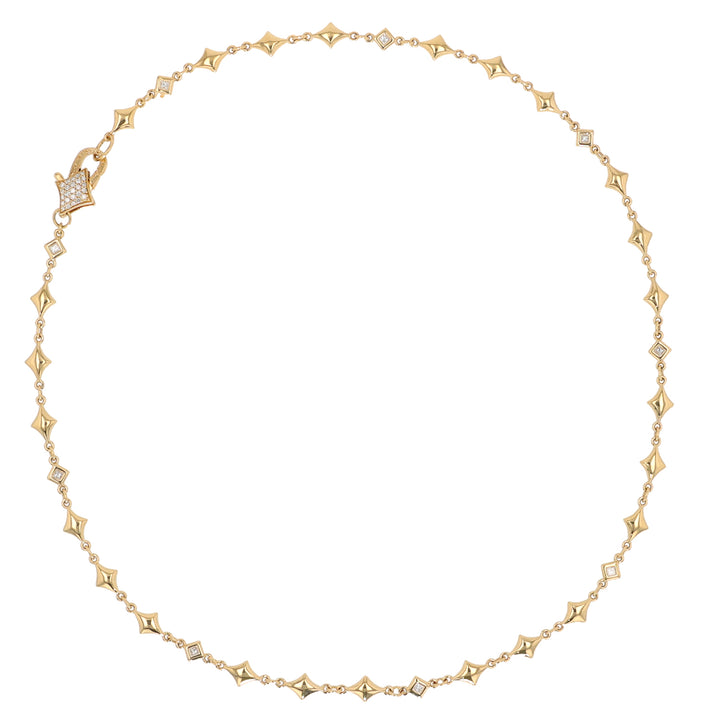 18K Yellow Gold Kite and Diamond Bezel Chain