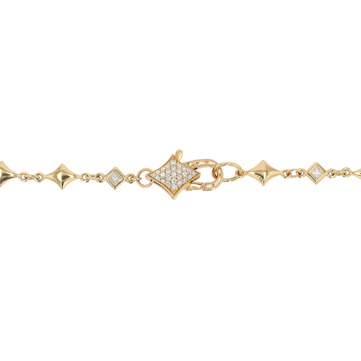 18K Yellow Gold Kite and Diamond Bezel Chain