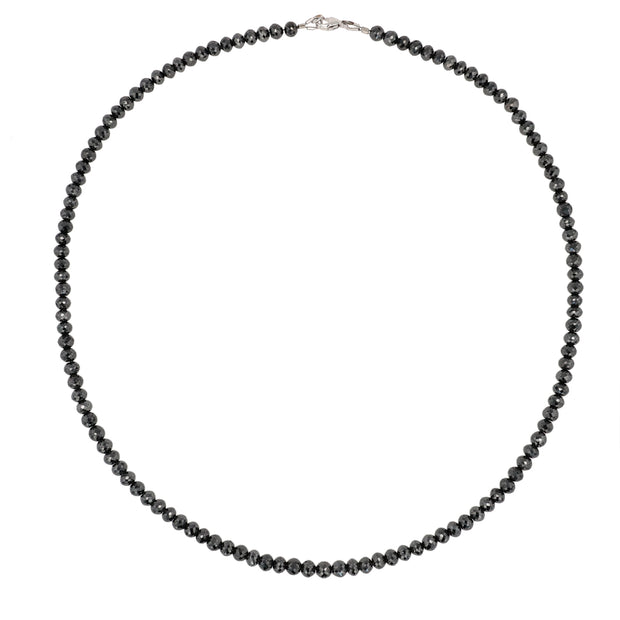 14K White Gold Black Diamond Bead Necklace