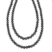14K White Gold Large Black Diamond Bead Necklace