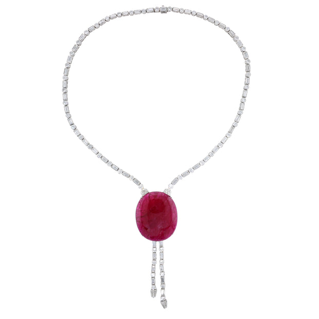 Platinum Mozambique Ruby and Diamond Necklace
